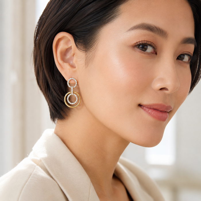 Two-tone Circle 'n Circle Diamond Earrings