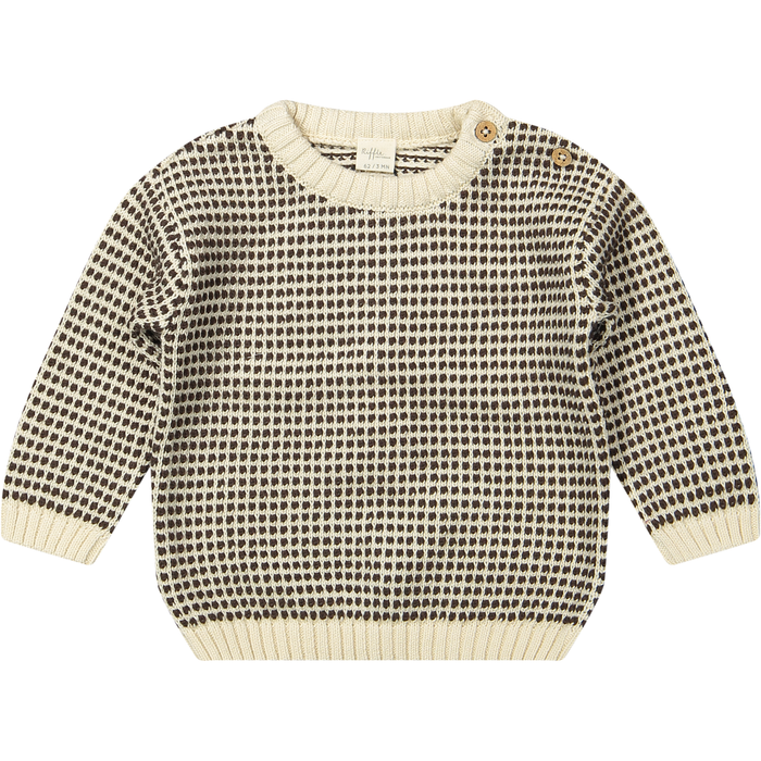 Children's sweater with a checkered pattern on a white background