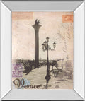 Venice Travelogue By Ben James - Mirror Framed Print Wall Art - Beige