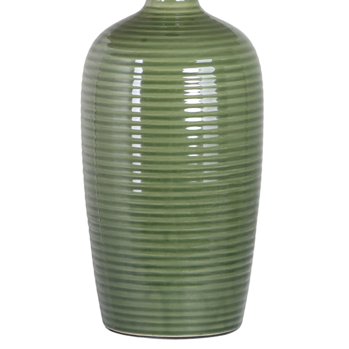 "Verdant Elegance" Ceramic Table Lamp (Set of 2) - Sage Green / Asb