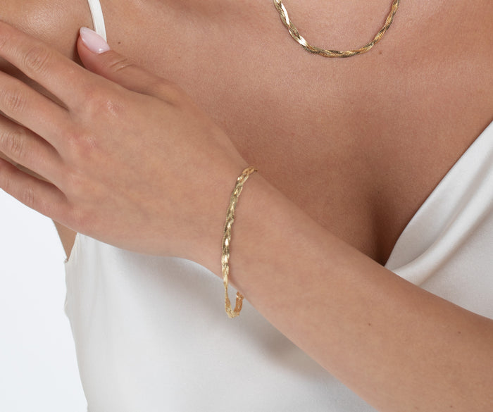 Vermeil Braided Herringbone Bracelet - Final Sale