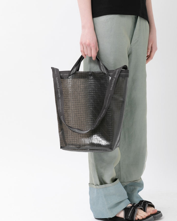 Vinyl logo tape shoulder bag