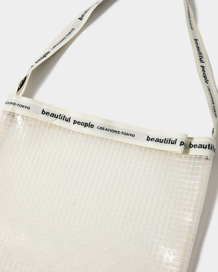 Vinyl logo tape shoulder bag