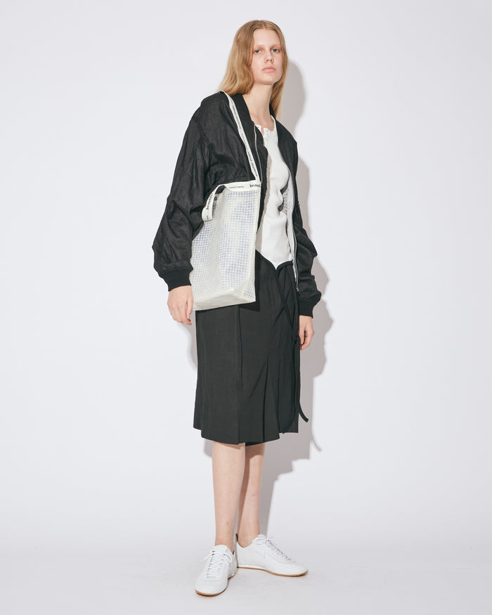 Vinyl logo tape shoulder bag