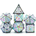 White Rainbow Metal RPG Dice Set
