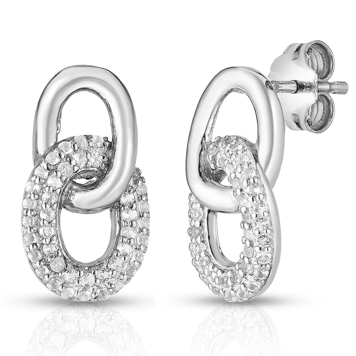 White Topaz Chain Link Drop Earrings