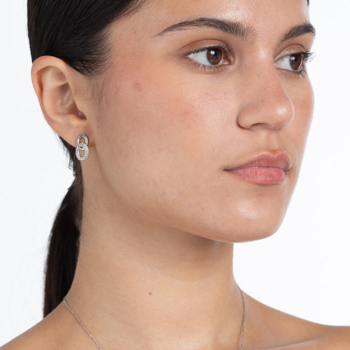 White Topaz Chain Link Drop Earrings