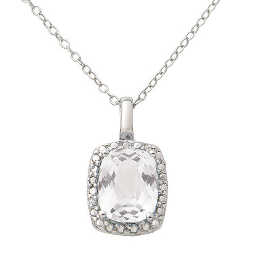White Topaz & Diamond Necklace