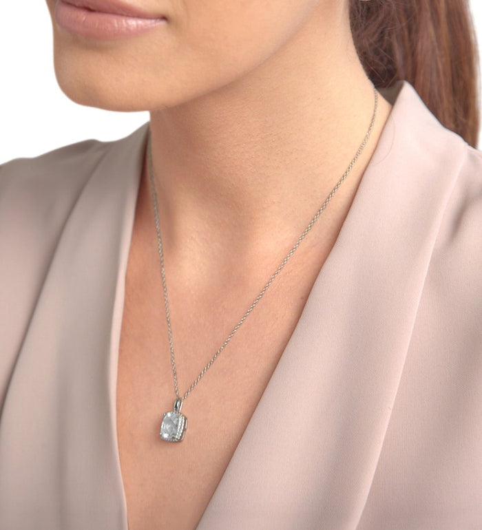 White Topaz & Diamond Necklace