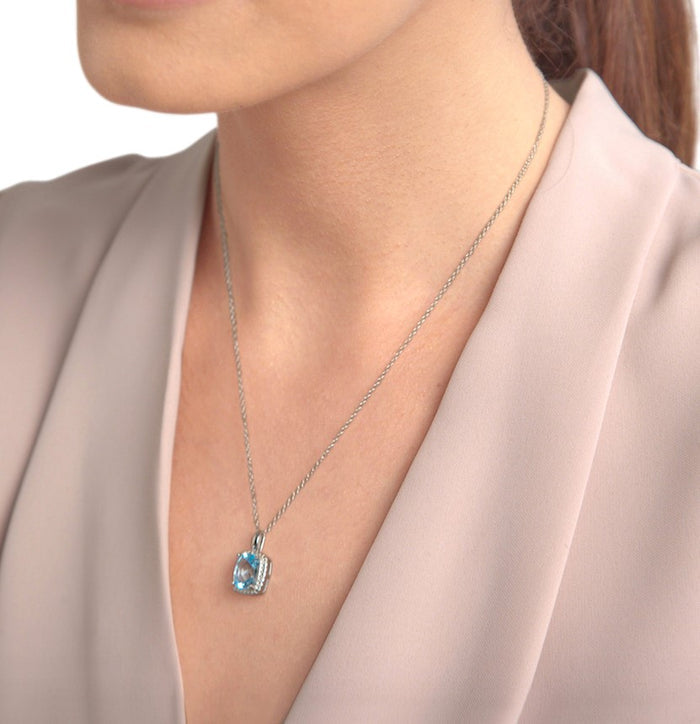 White Topaz & Diamond Necklace