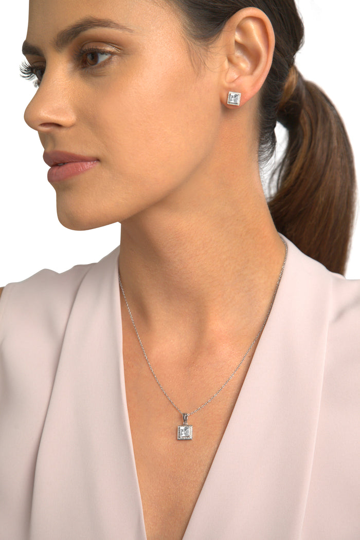 White Topaz & Diamond Set