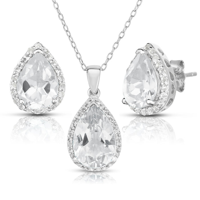White Topaz Earrings & Necklace Set