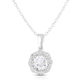 7.5mm white topaz necklace set in sterling silver and surrounded by a halo of white topaz