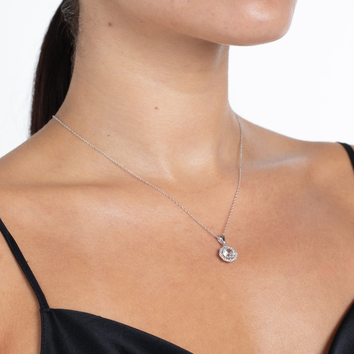 White Topaz Halo Necklace