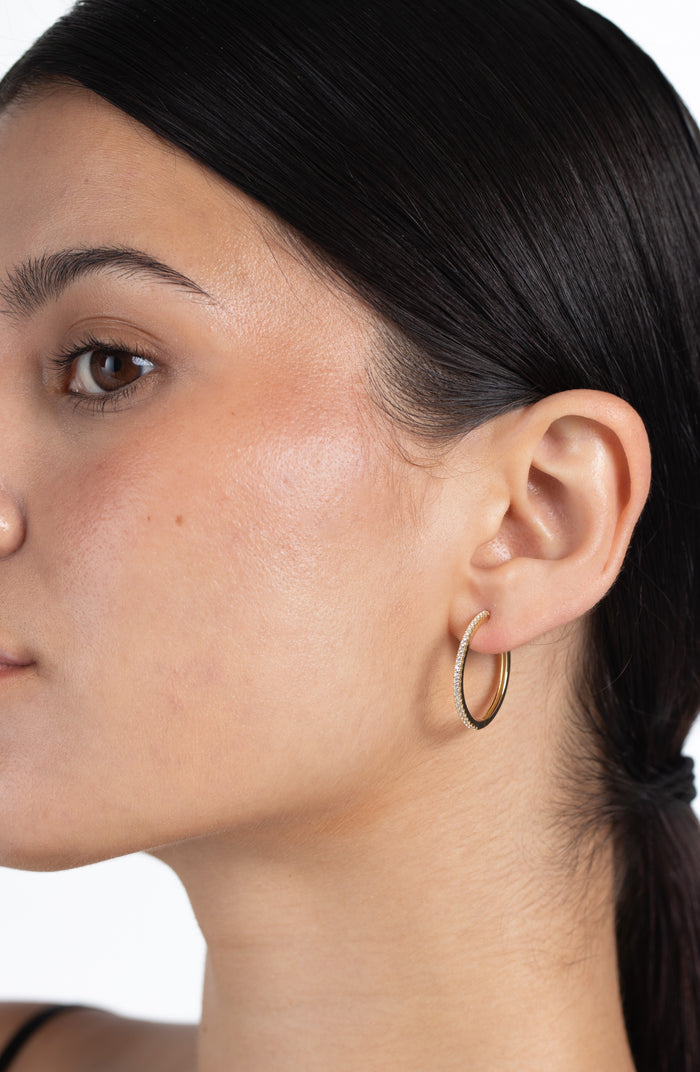 White Topaz Hoop Earrings