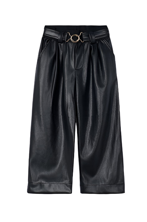 Wide Leg Leatherette Pants