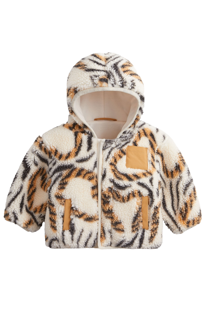 Sherpa animal print jacket for baby