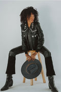 Women Best Black Punk Silver Spiked Studded Lambskin Leather Biker Jacket