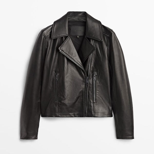 men's Black Lambskin Motorcycle Leather Bomber Riding Biker Jacket