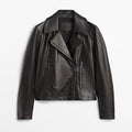men's Black Lambskin Motorcycle Leather Bomber Riding Biker Jacket