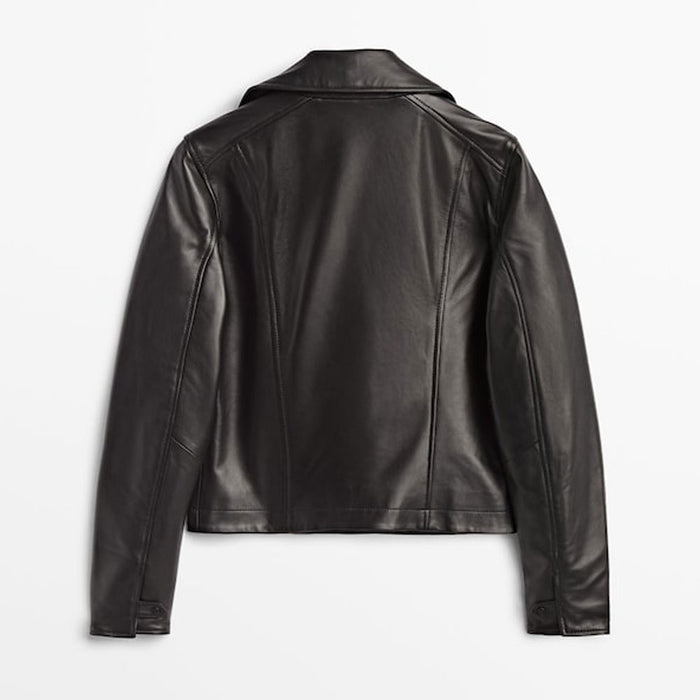 men's Black Lambskin Motorcycle Leather Bomber Riding Biker Jacket2