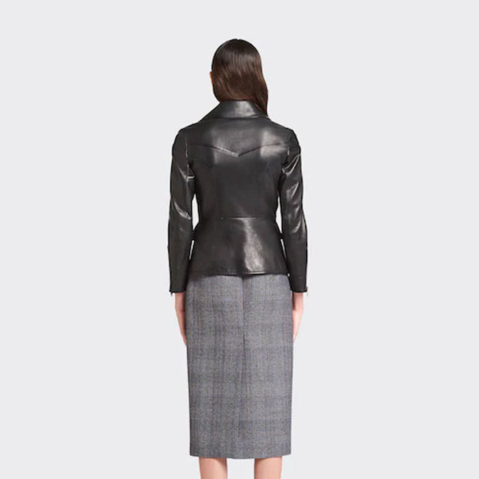 Women Black Sheepskin Aviator Genuine Motorcycle Leather Riding Biker Jacket