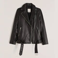 Women Black Sheepskin Shearling Motorcycle Aviator Leather Biker Jacket