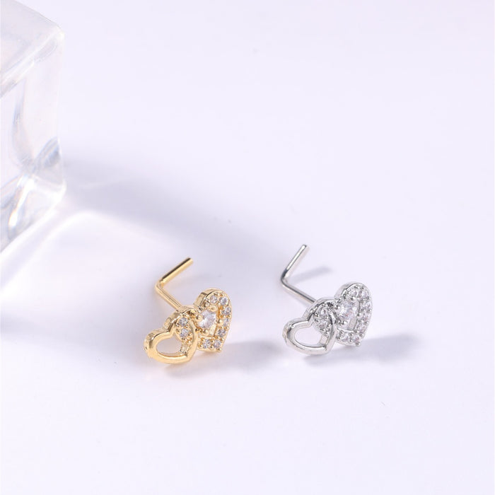 Women Heart Zircon Nose Puncture
