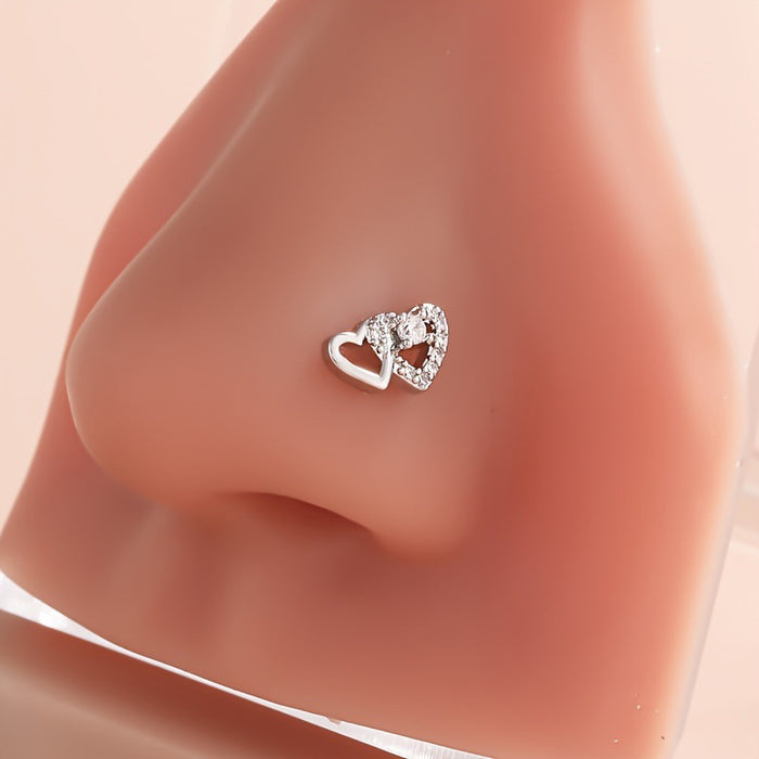 Women Heart Zircon Nose Puncture