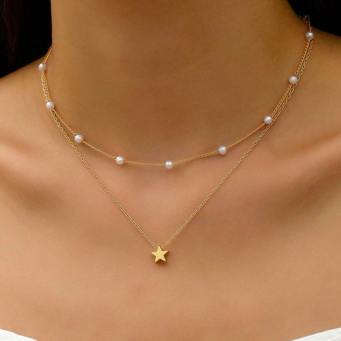 Women Retro Alloy Layered Clavicle Necklace