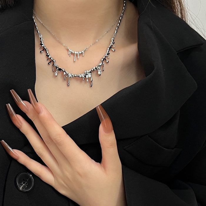 Women's Liquid Metal Drop Necklace