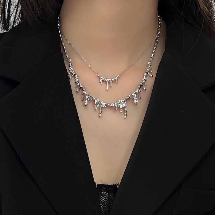 Women's Liquid Metal Drop Necklace