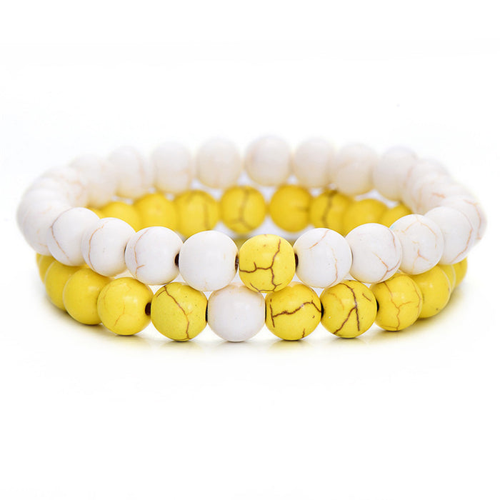 Yin Yang Distance Match Bracelets | Unisex Natural Stone Beaded Couple Set
