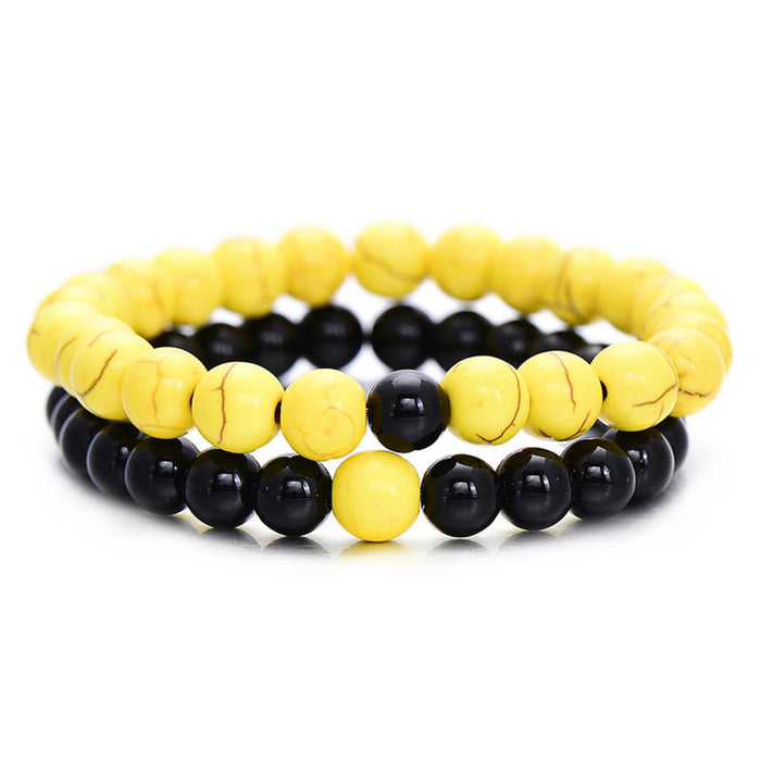 Yin Yang Distance Match Bracelets | Unisex Natural Stone Beaded Couple Set