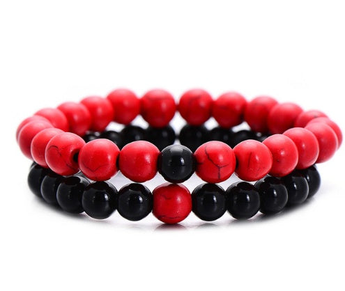 Yin Yang Distance Match Bracelets | Unisex Natural Stone Beaded Couple Set