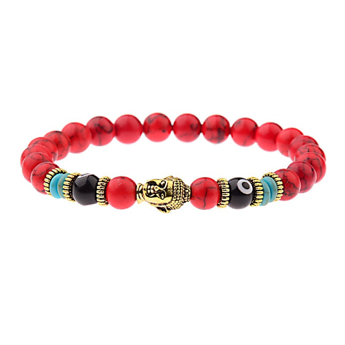 Zen Guardian Buddha Evil Eye Bracelet | Unisex Natural Stone Beaded Stretch Bracelet