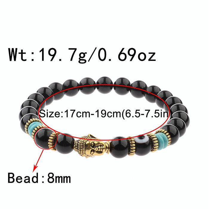 Zen Guardian Buddha Evil Eye Bracelet | Unisex Natural Stone Beaded Stretch Bracelet