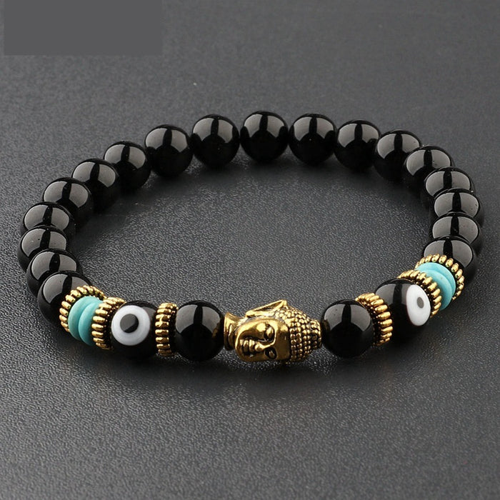 Zen Guardian Buddha Evil Eye Bracelet | Unisex Natural Stone Beaded Stretch Bracelet