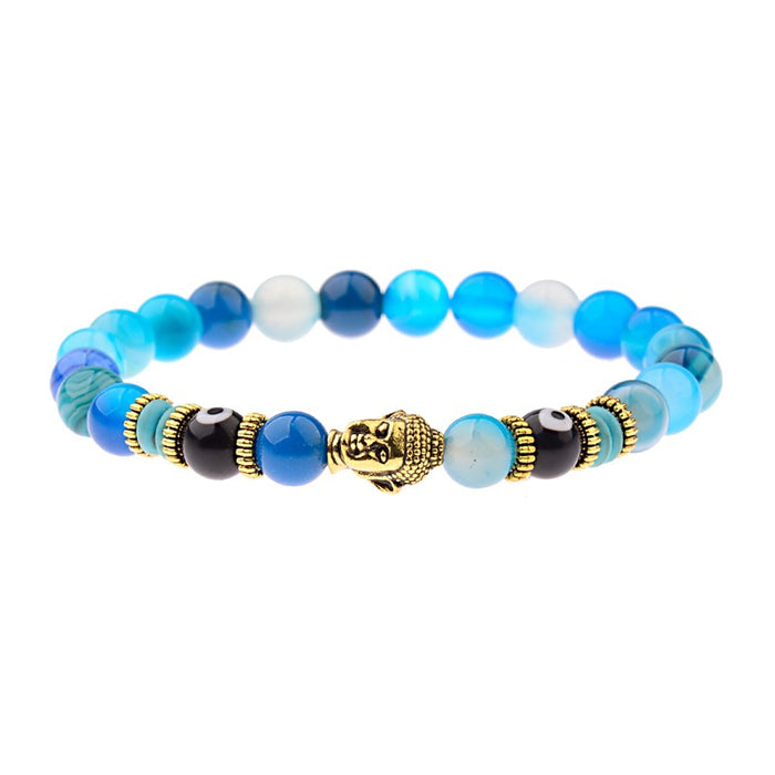 Zen Guardian Buddha Evil Eye Bracelet | Unisex Natural Stone Beaded Stretch Bracelet