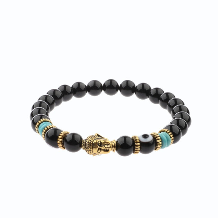 Zen Guardian Buddha Evil Eye Bracelet | Unisex Natural Stone Beaded Stretch Bracelet